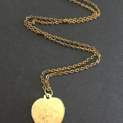 Vintage, praying hands enamel heart necklace