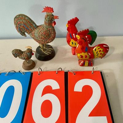 Two pair of vintage roosters & hens