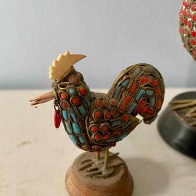 Two pair of vintage roosters & hens