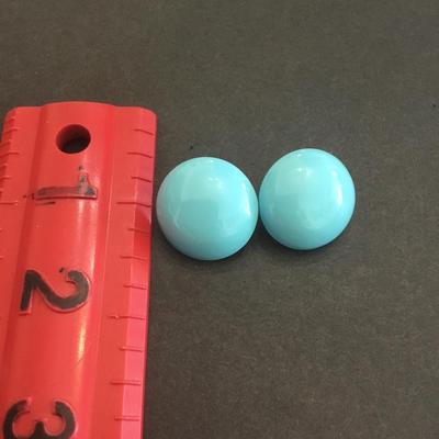 Vintage baby blue enamel domed earrings