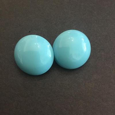 Vintage baby blue enamel domed earrings