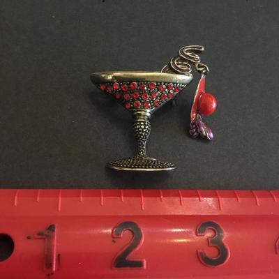 Vintage martini, glass brooch