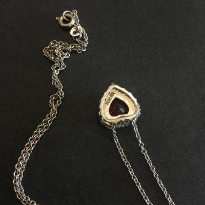 Beautiful, vintage, red crystal heart necklace