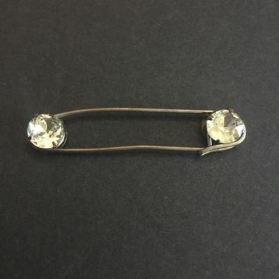 Vintage, rhinestone, safety pin brooch