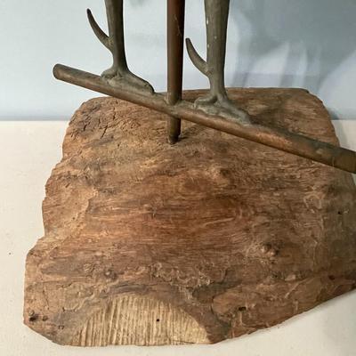 Vintage copper rooster in wood block mount