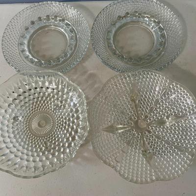 Vintage 17pc lot mixed clear hobnail glass dishes