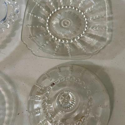 Vintage 17pc lot mixed clear hobnail glass dishes