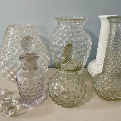 Vintage mixed hobnail glass