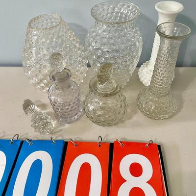 Vintage mixed hobnail glass