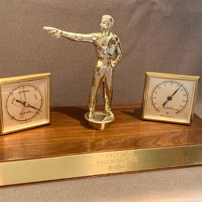 Vintage German Desk Top Barometer Thermometer Trophy