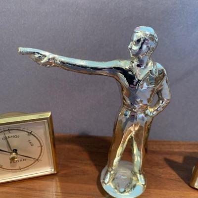 Vintage German Desk Top Barometer Thermometer Trophy
