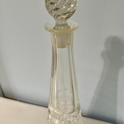 Vintage decanter + 8 monogrammed cordial glasses