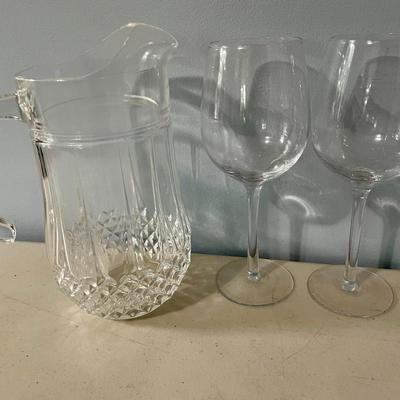 Wine glass + pitcher 7pc lot