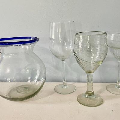 Mixed 5pc stemware lot + pitcher