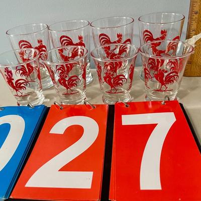 Lot of 8 rooster glasses