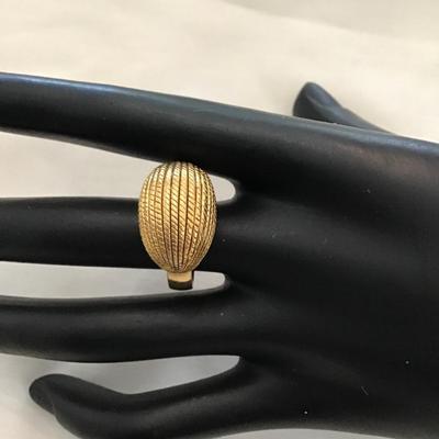 Sale Photo Thumbnail #140: Beautiful, gold tone, textured, vintage Monet fashion ring please see attached photos