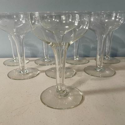 Lot of 8 vintage hollow-stem champagne coupe glasses