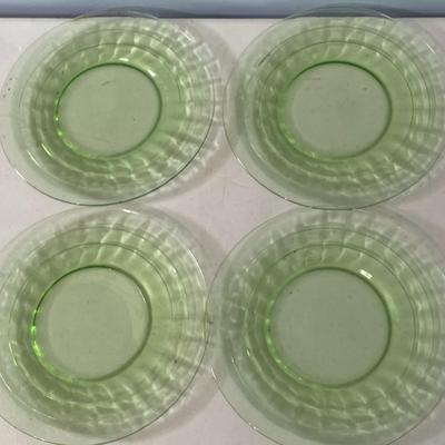 Vintage 9pc green uranium Depression glass dishes