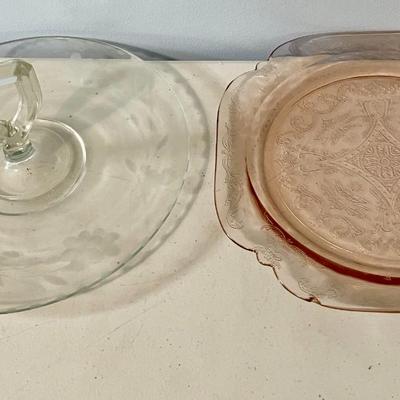 Vintage 14pc mixed Depression glass lot