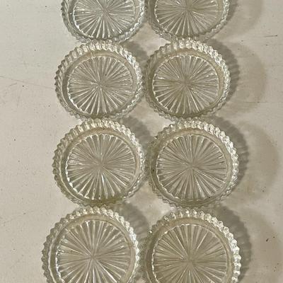 19pc vintage lot of clear glass trays and coasters