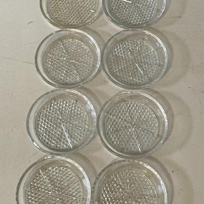 19pc vintage lot of clear glass trays and coasters