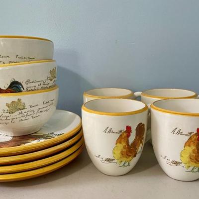 11pc Williams=Sonoma rooster dishware set