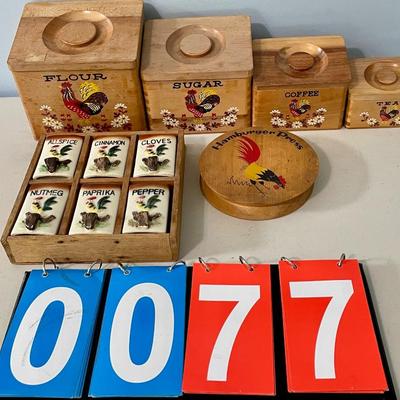 Vintage rooster kitchen items