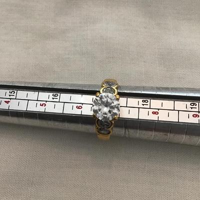 Sale Photo Thumbnail #200: Beautiful vintage gold tone ring with rhinestones. Please see attached photos. size 7