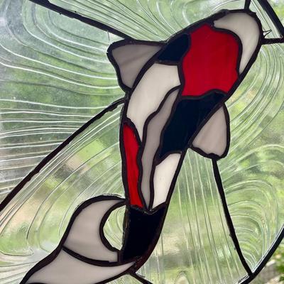 Vintage koi stained glass window