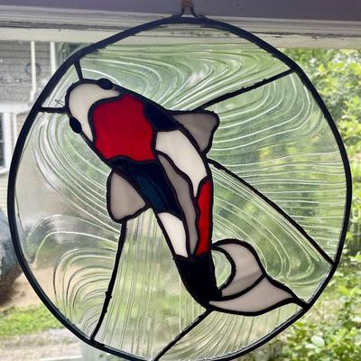 Vintage koi stained glass window