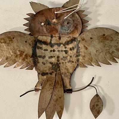 Vintage cut metal owl wall hanging