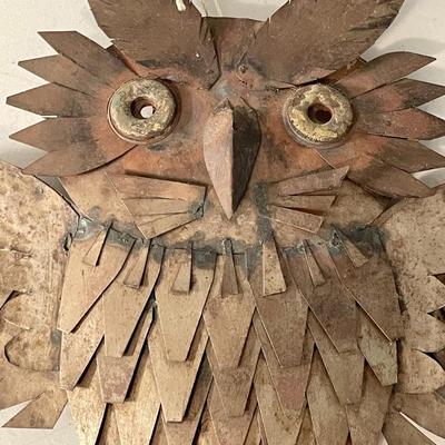Vintage cut metal owl wall hanging