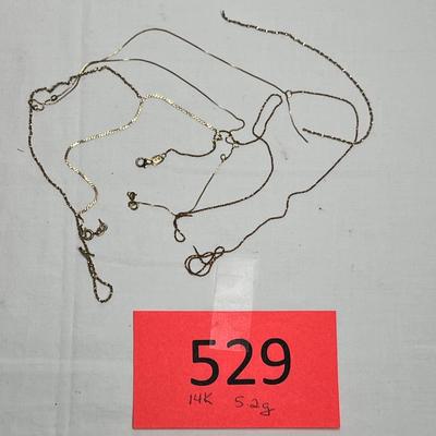 Lot 529 14K gold chains