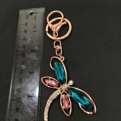 Cute rose gold tone dragonfly keychain