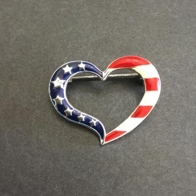 Vintage Avon patriotic, heart pin brooch