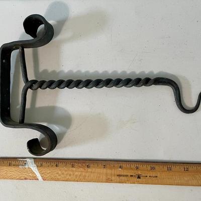 Antique wrought iron mounted plant hanger