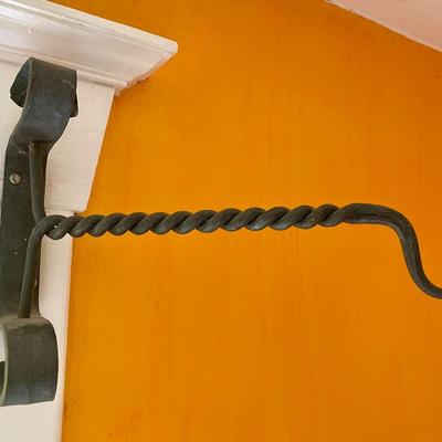 Antique wrought iron mounted plant hanger