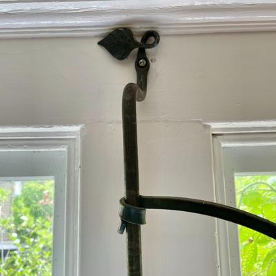Antique wrought iron mounted 3-arm plant hanger