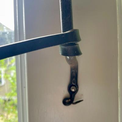 Antique wrought iron mounted 3-arm plant hanger