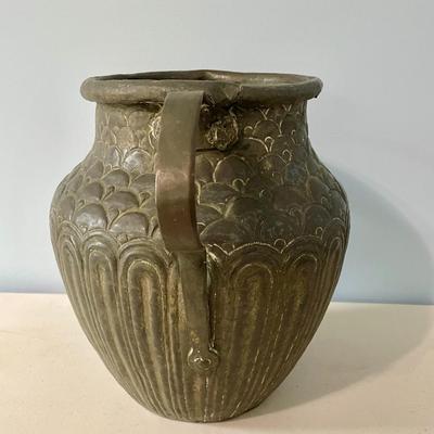 Antique gadrooned copper double-handled jug
