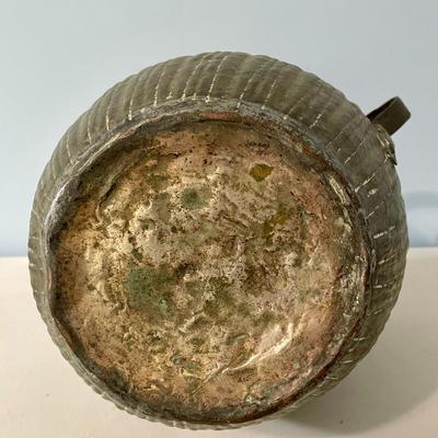 Antique gadrooned copper double-handled jug