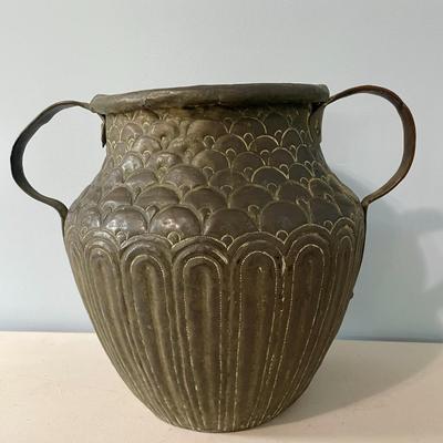 Antique gadrooned copper double-handled jug