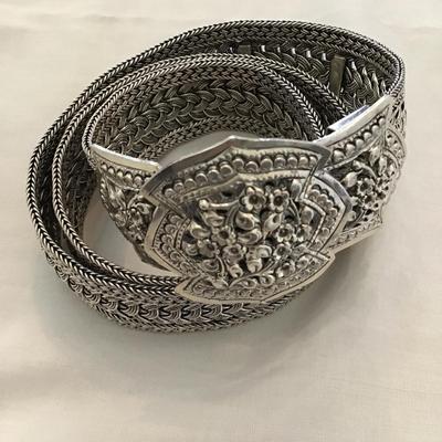 Antique 19 century solid, silver 925 weaved ottoman, Turkish wedding belt