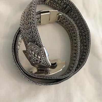 Antique 19 century solid, silver 925 weaved ottoman, Turkish wedding belt