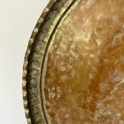 Antique hand-hammered copper Qajar table-top serving tray