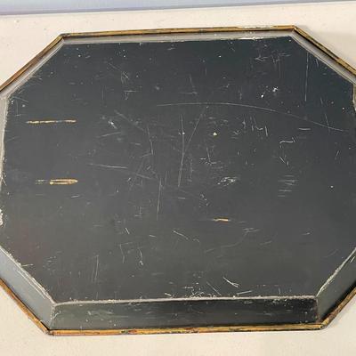 Vintage painted metal toile tray + punched metal wall hanging