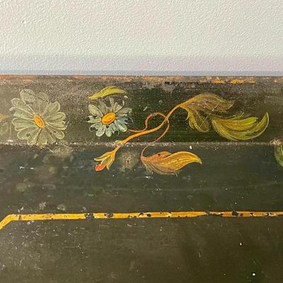 Vintage painted metal toile tray + punched metal wall hanging