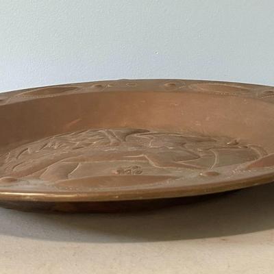 Antique copper repousse charger plate