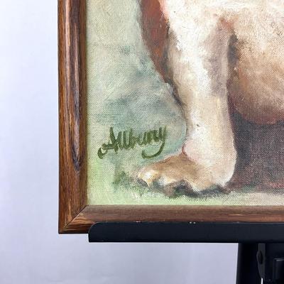 Sale Photo Thumbnail #11: Oak frame, measures: 13.25" wide x 17.25" high
signed lower left corner