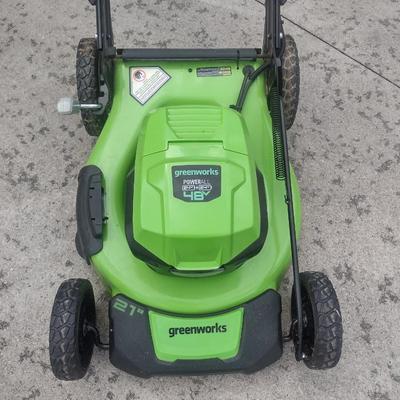 Greenworks Battery Operated 21" Lawn Mower 48 Volt with Batteries and Charger